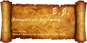 Benyovits Julianna névjegykártya
